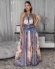 Jana Beige Multi-Color Print Halter Maxi Dress sold by Chic Couture