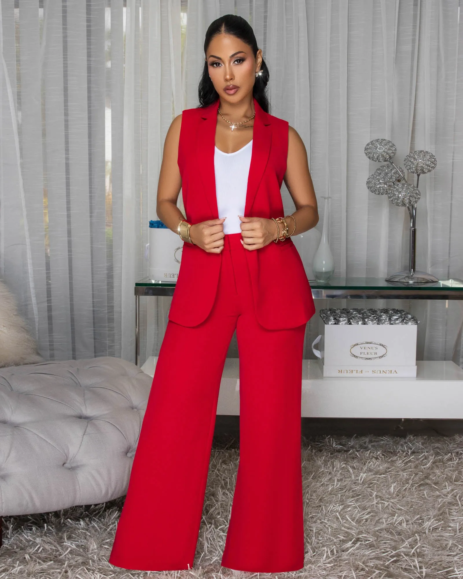 Armani Red Vest & Pants Set sold by Chic Couture