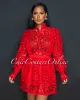*Sonya Red Crochet See-Though Blouse & Ruffle Skirt Set sold by Chic Couture
