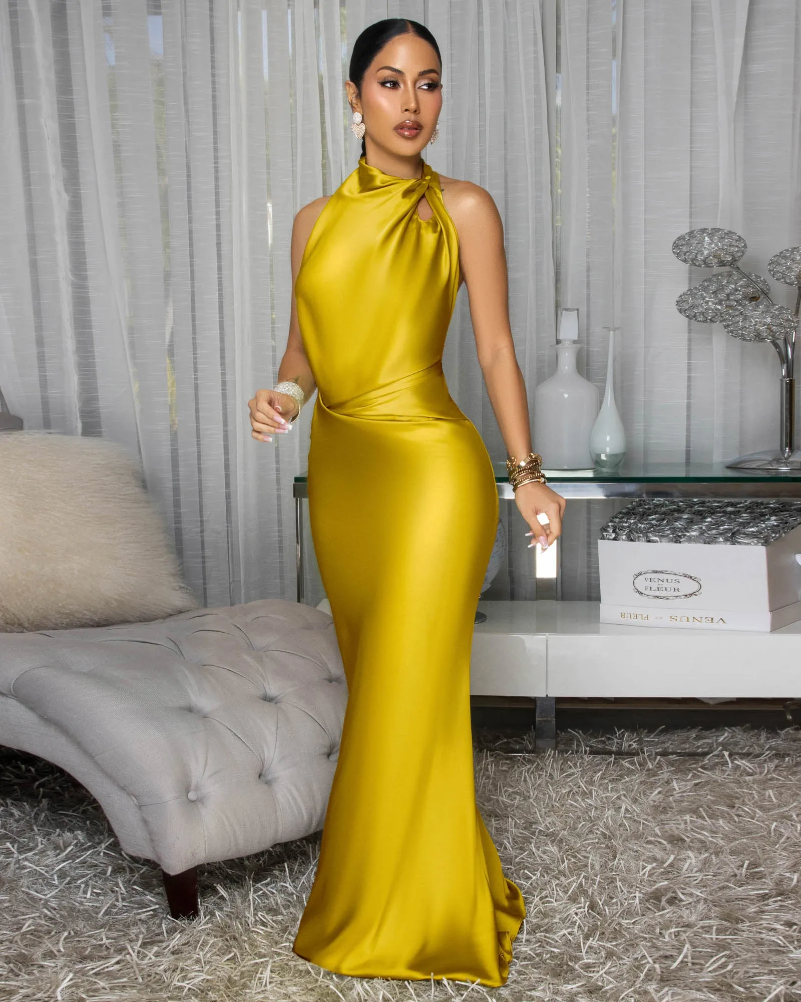 Dahlia Moss Draped Halter Maxi Dress (9/3/25) sold by Chic Couture product image thumbnail 3