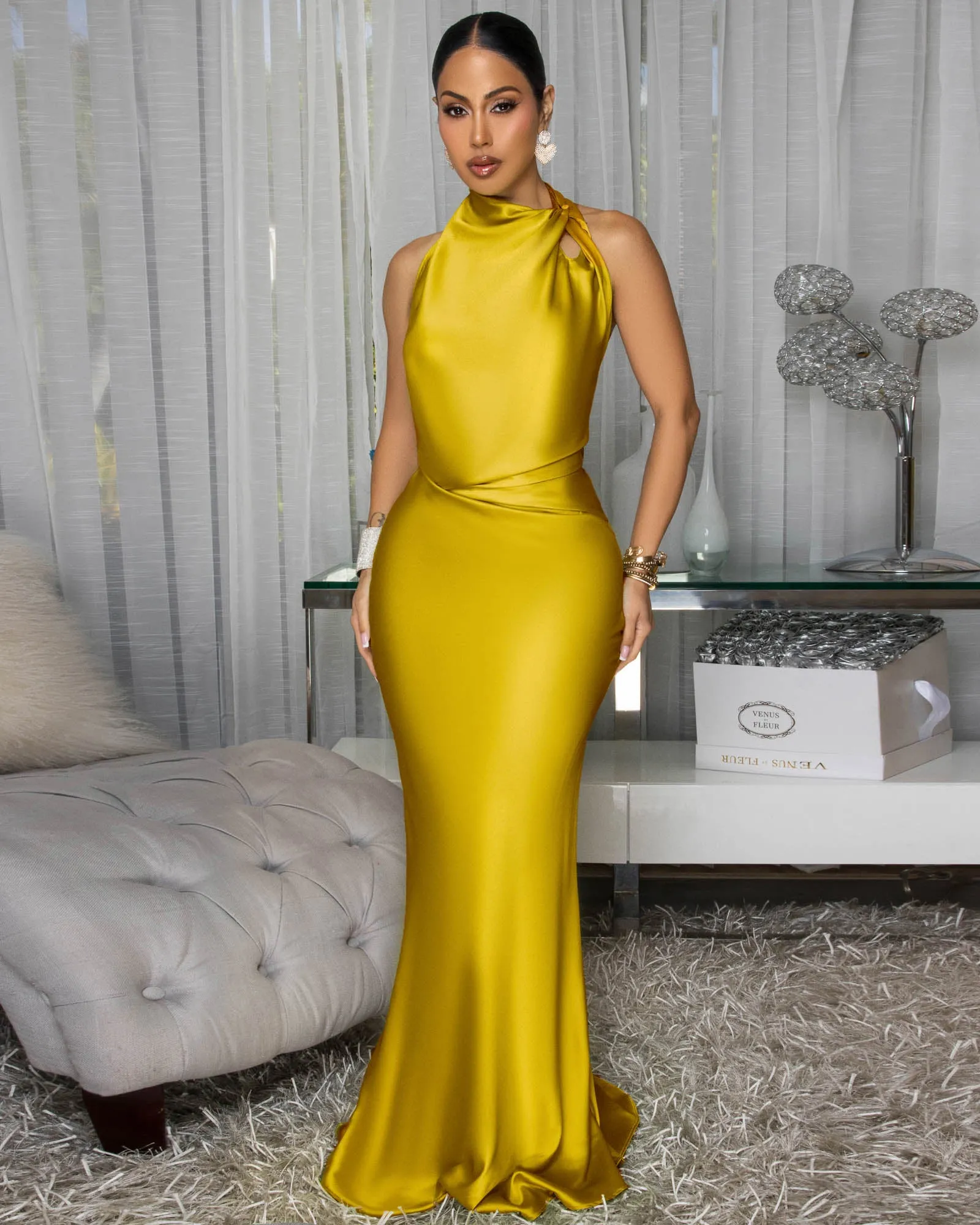 Dahlia Moss Draped Halter Maxi Dress (9/3/25) sold by Chic Couture product image thumbnail 2