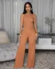Katye Mocha Front Crop Top & Wide Pants Textured Set sold by Chic Couture