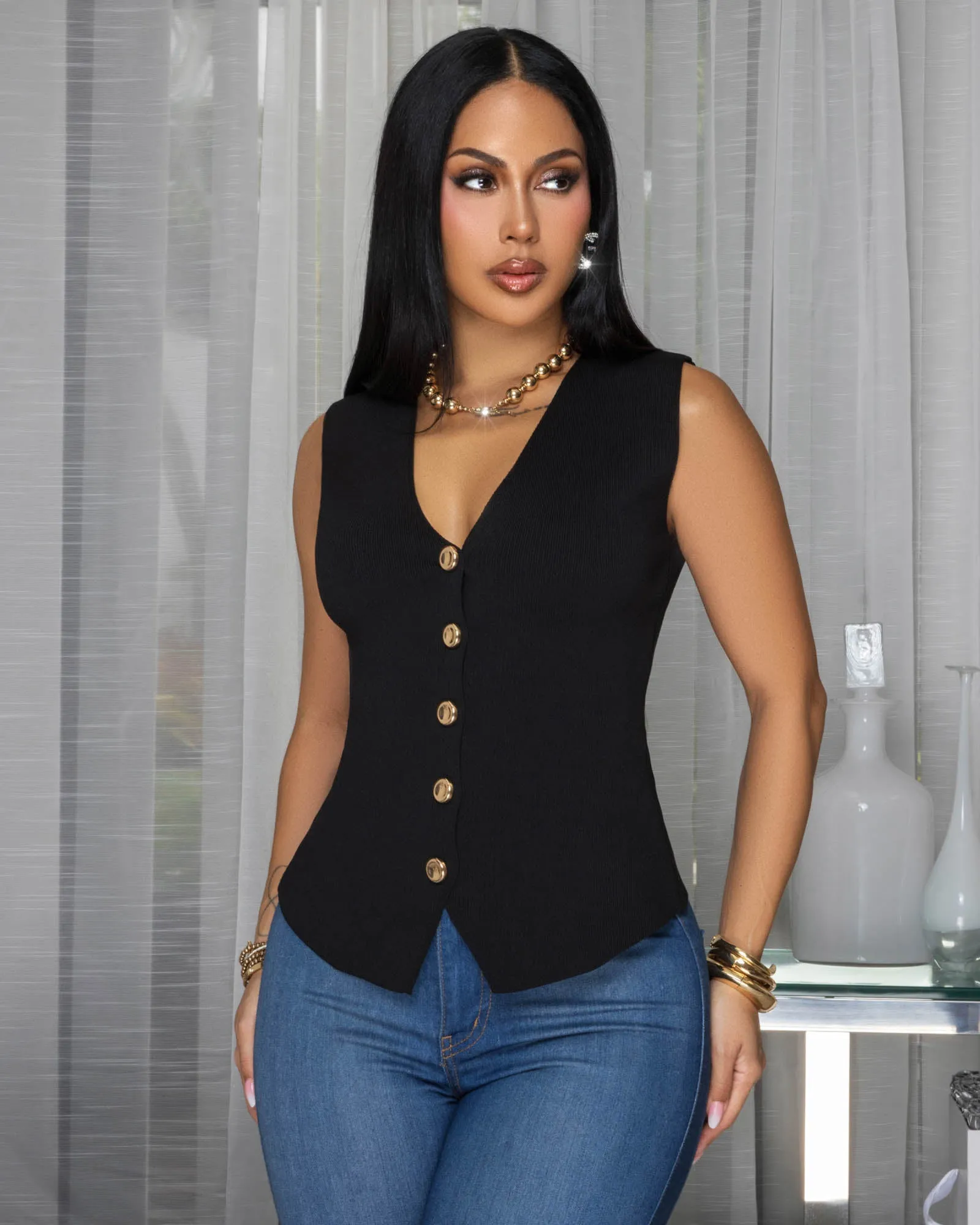 Robelle Black Knit Vest sold by Chic Couture product image thumbnail 3