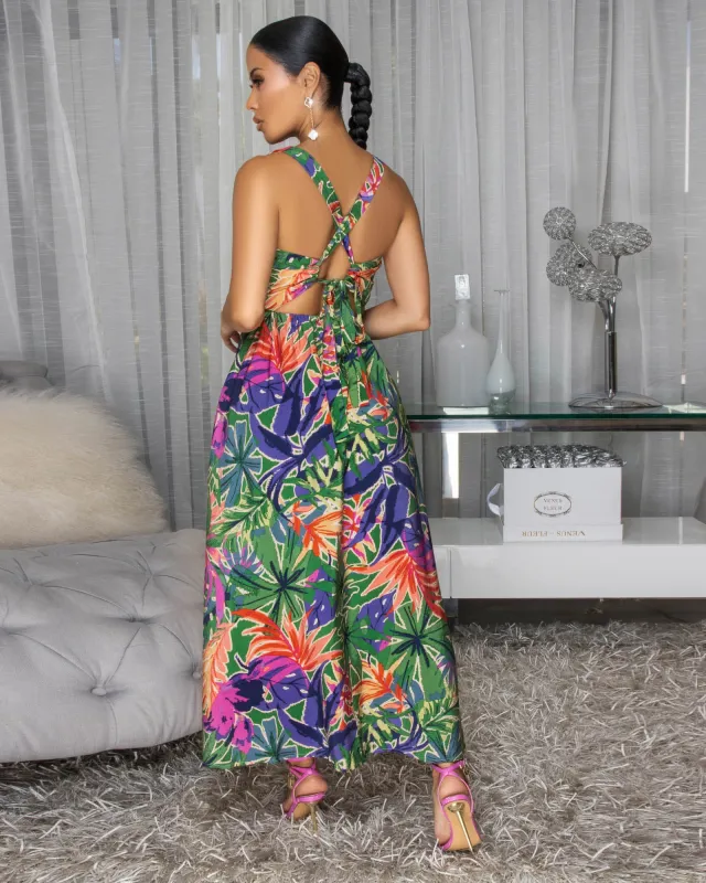 Monica Multi-Color Print CrissCross Back Dress sold by Chic Couture