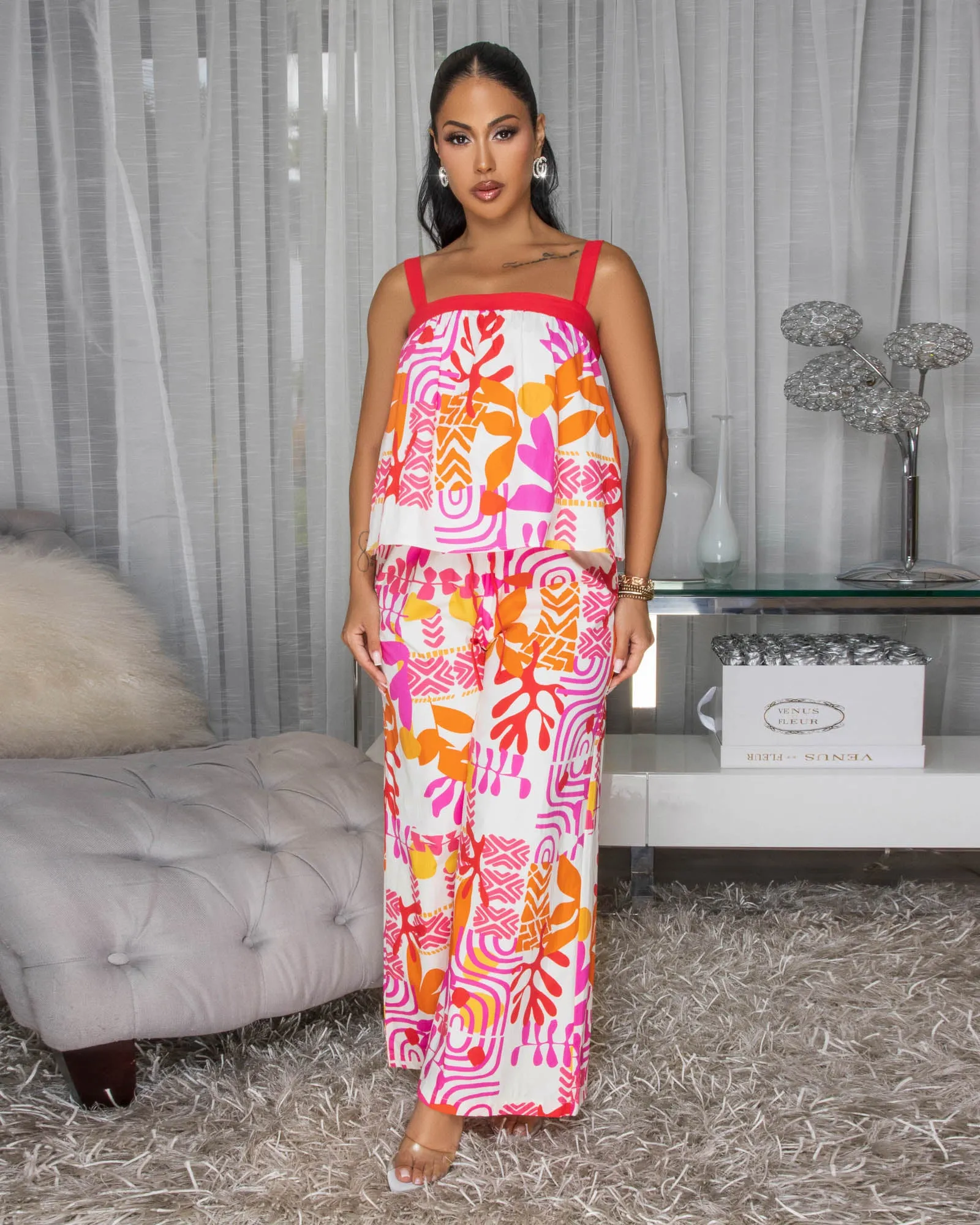 Serenita Fuschia Multi-Color Two Piece Pants Set sold by Chic Couture product image thumbnail 2