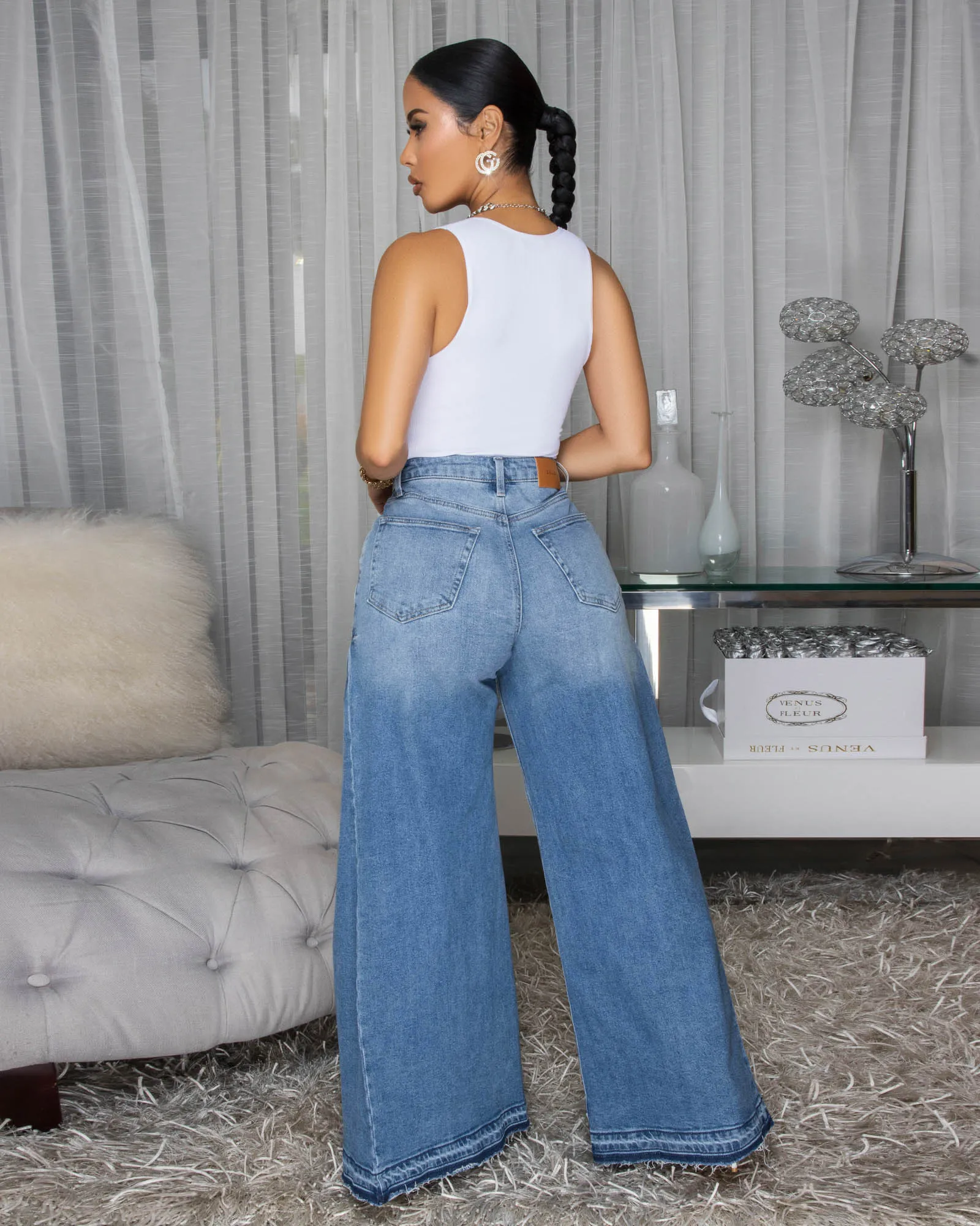Dolce Light Blue Denim Bell Bottoms Jeans sold by Chic Couture product image thumbnail 4