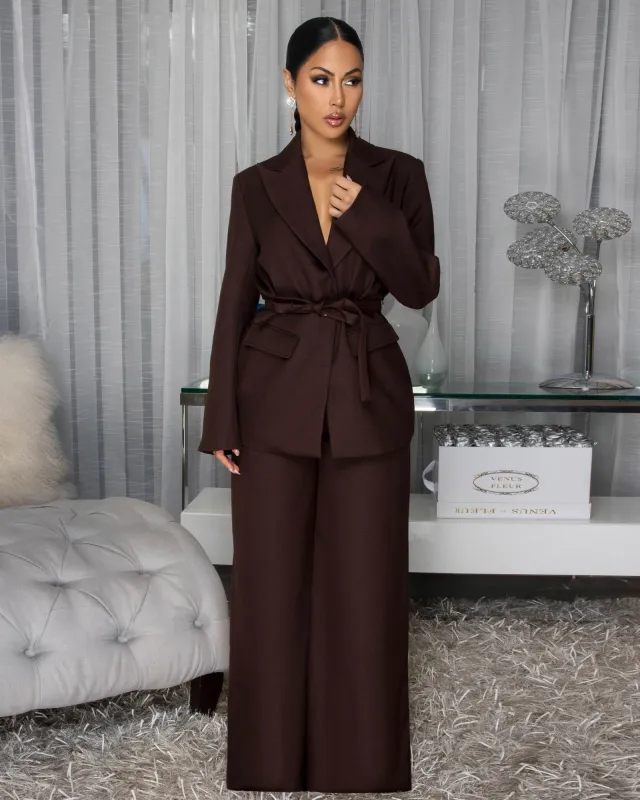 Mirisse Dark Brown Jacket & Pants Set sold by Chic Couture
