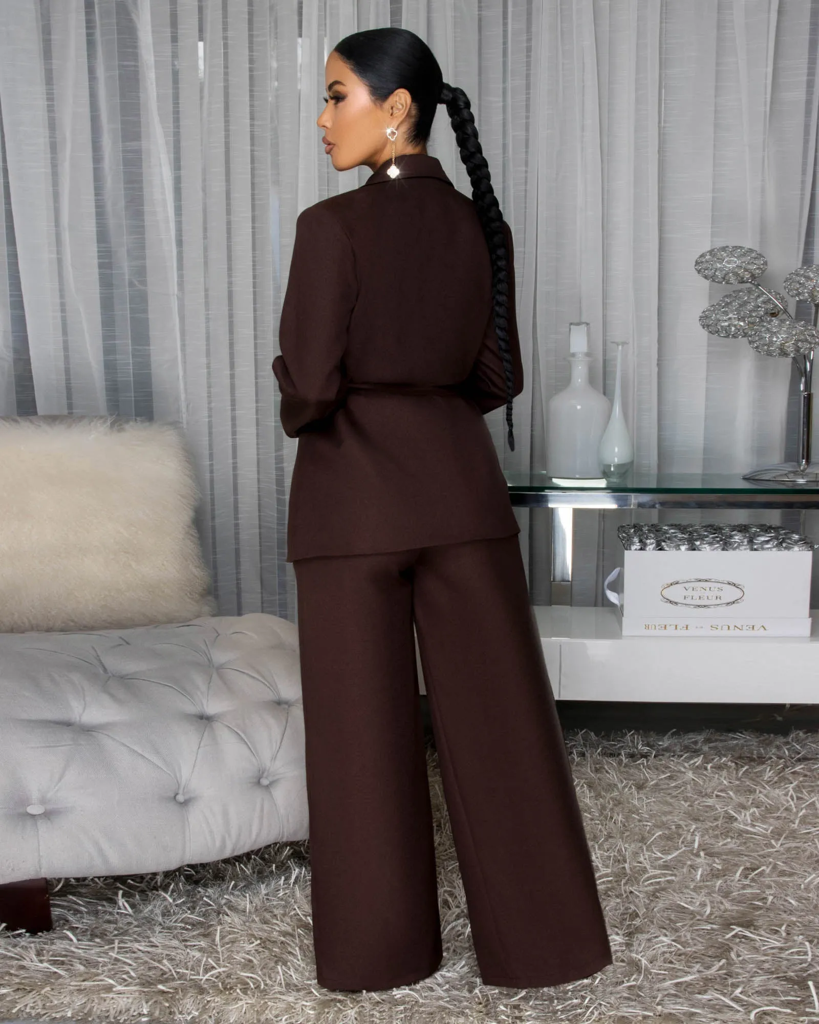 Mirisse Dark Brown Jacket & Pants Set sold by Chic Couture product image thumbnail 5