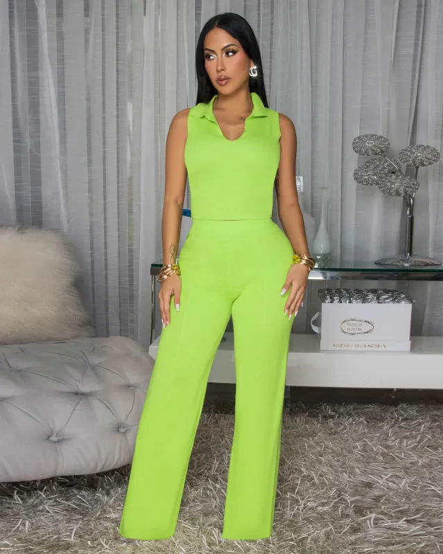 Zara Neon Green Knit Pants Set (10/9/2025) sold by Chic Couture
