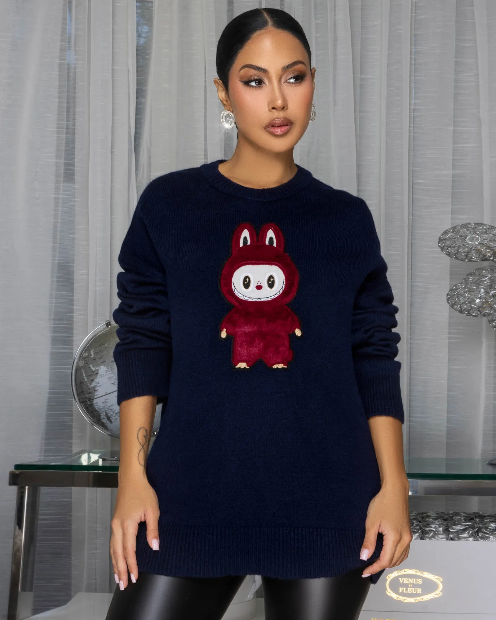 Bubu Navy-Blue Graphic Sweater sold by Chic Couture product image thumbnail 4