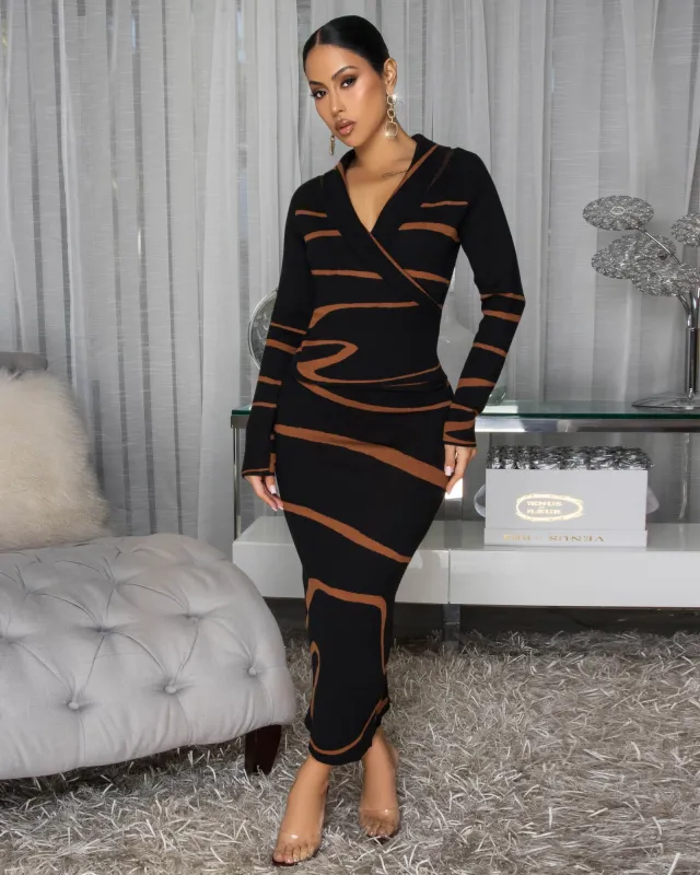 Luzianne Black Brown Print Skirt Set sold by Chic Couture