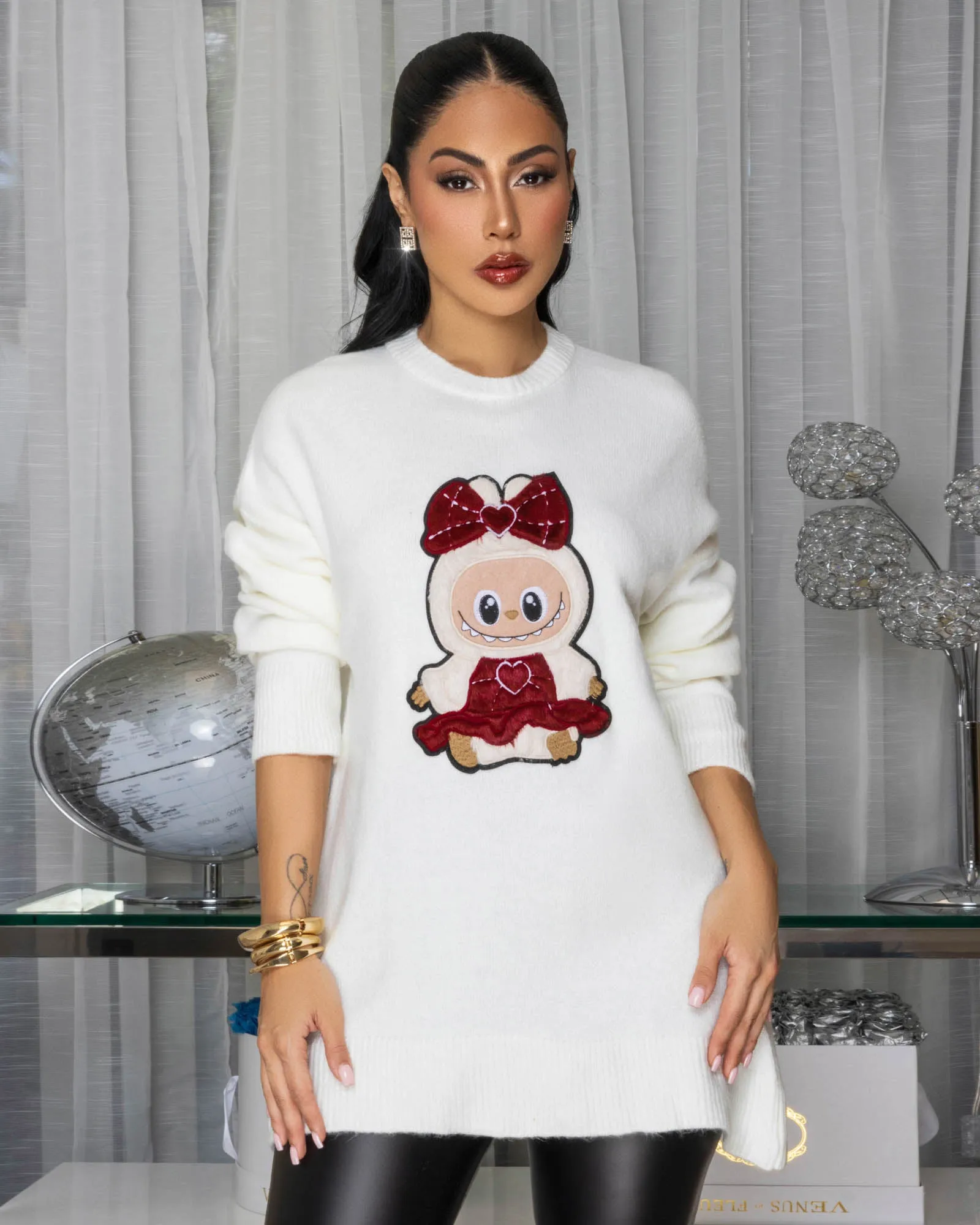 Bubu Off-White Graphic Sweater sold by Chic Couture product image thumbnail 3