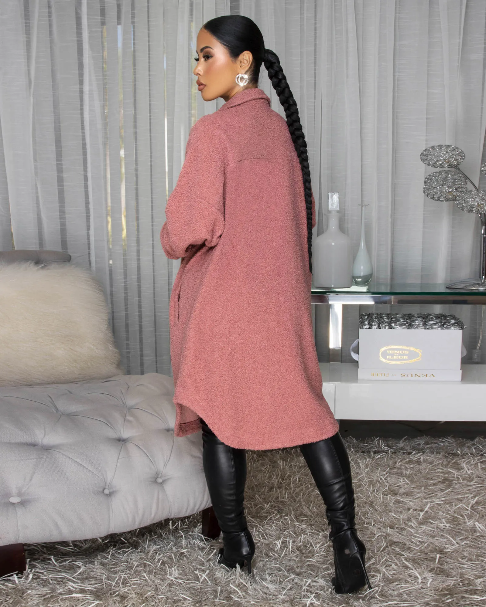 Jovelle Rose Fleece Long Jacket sold by Chic Couture product image thumbnail 4