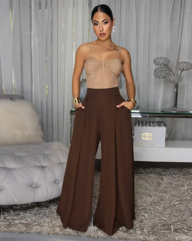 Aldo Brown Palazzo Pants sold by Chic Couture