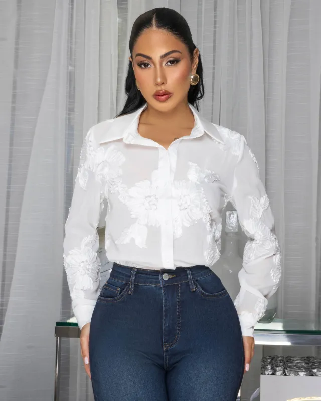 Olivia White Floral Embroidery Blouse sold by Chic Couture