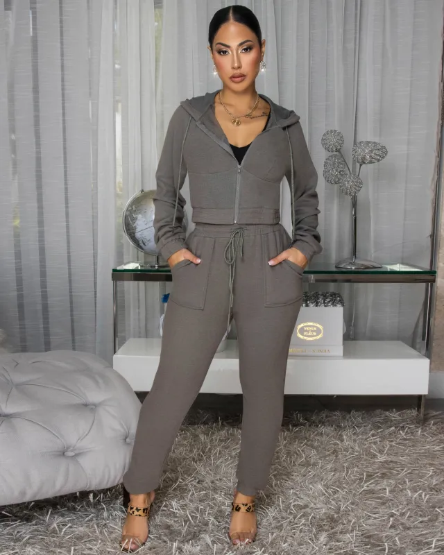 Keiser Dust Olive Net Design Jogger Set sold by Chic Couture