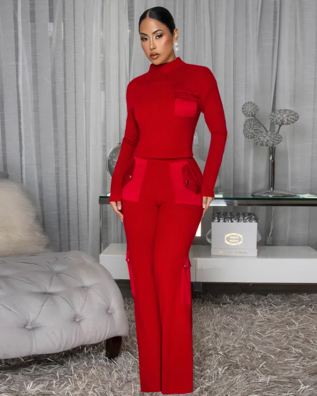Burch Red ULTRA-LUXE Knit Pant Set sold by Chic Couture