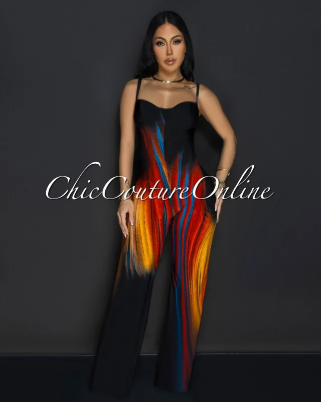 Nola Black Autumn Multi-Color Jumpsuit sold by Chic Couture