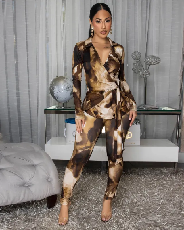 Zenny Brown Ombre Top & Leggings Set sold by Chic Couture