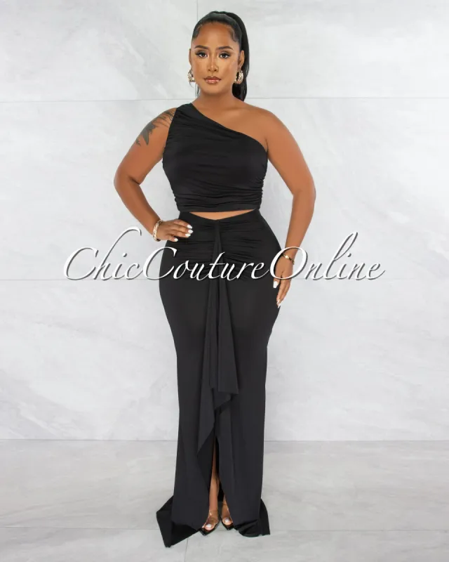 *Jeremiah Black Draped Crop Top & Maxi Skirt Set sold by Chic Couture