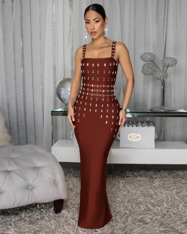 Daisy Auburn Rhinestones Bandage Dress sold by Chic Couture