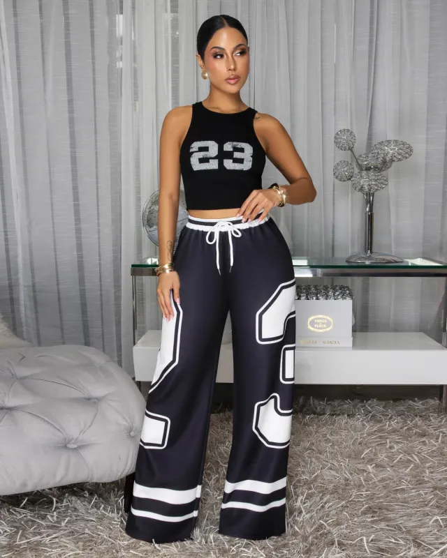 Jordache"23" Black White Top & Pants Set sold by Chic Couture