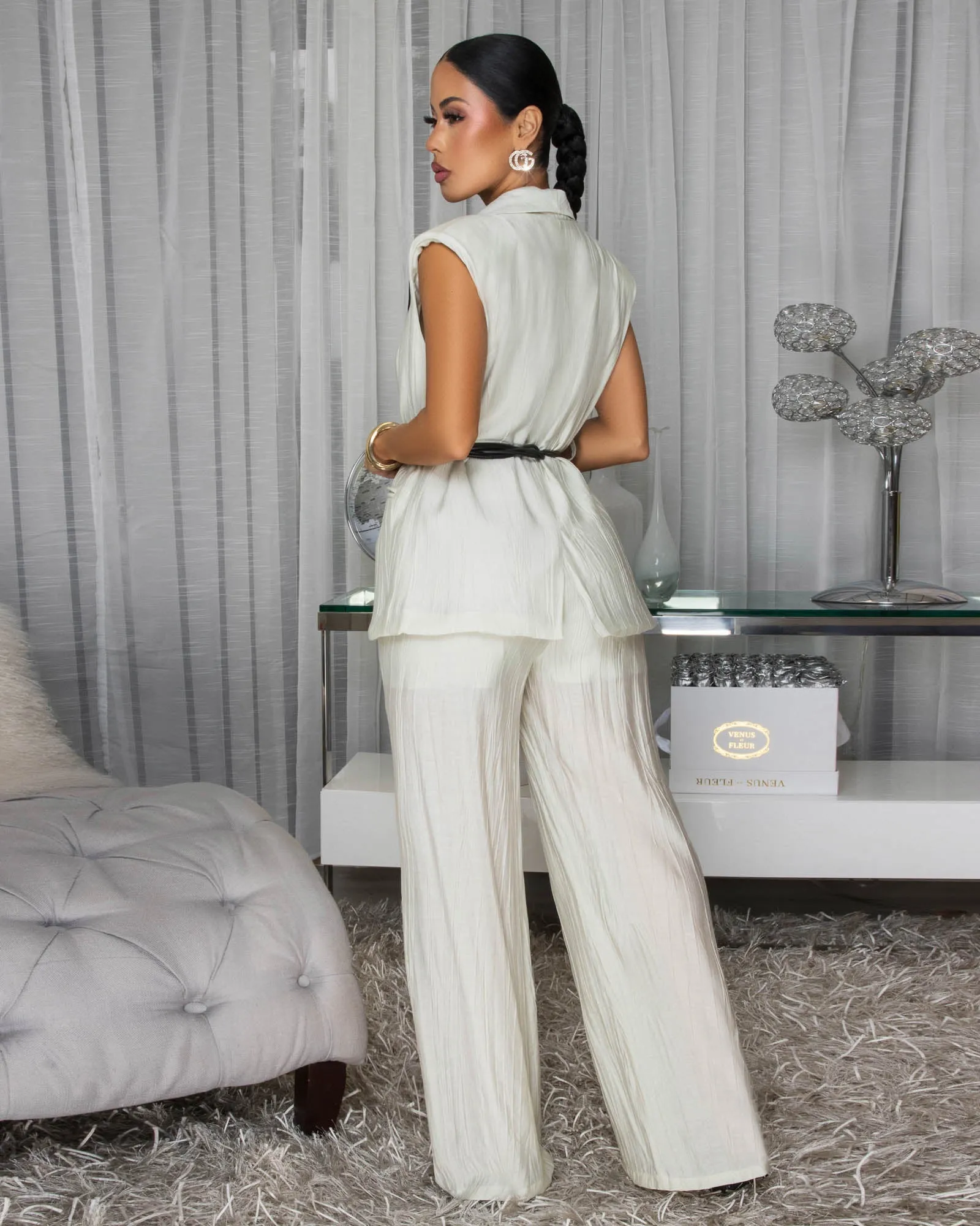 Taka Mint Green Textured Vest & Pants Set sold by Chic Couture product image thumbnail 4