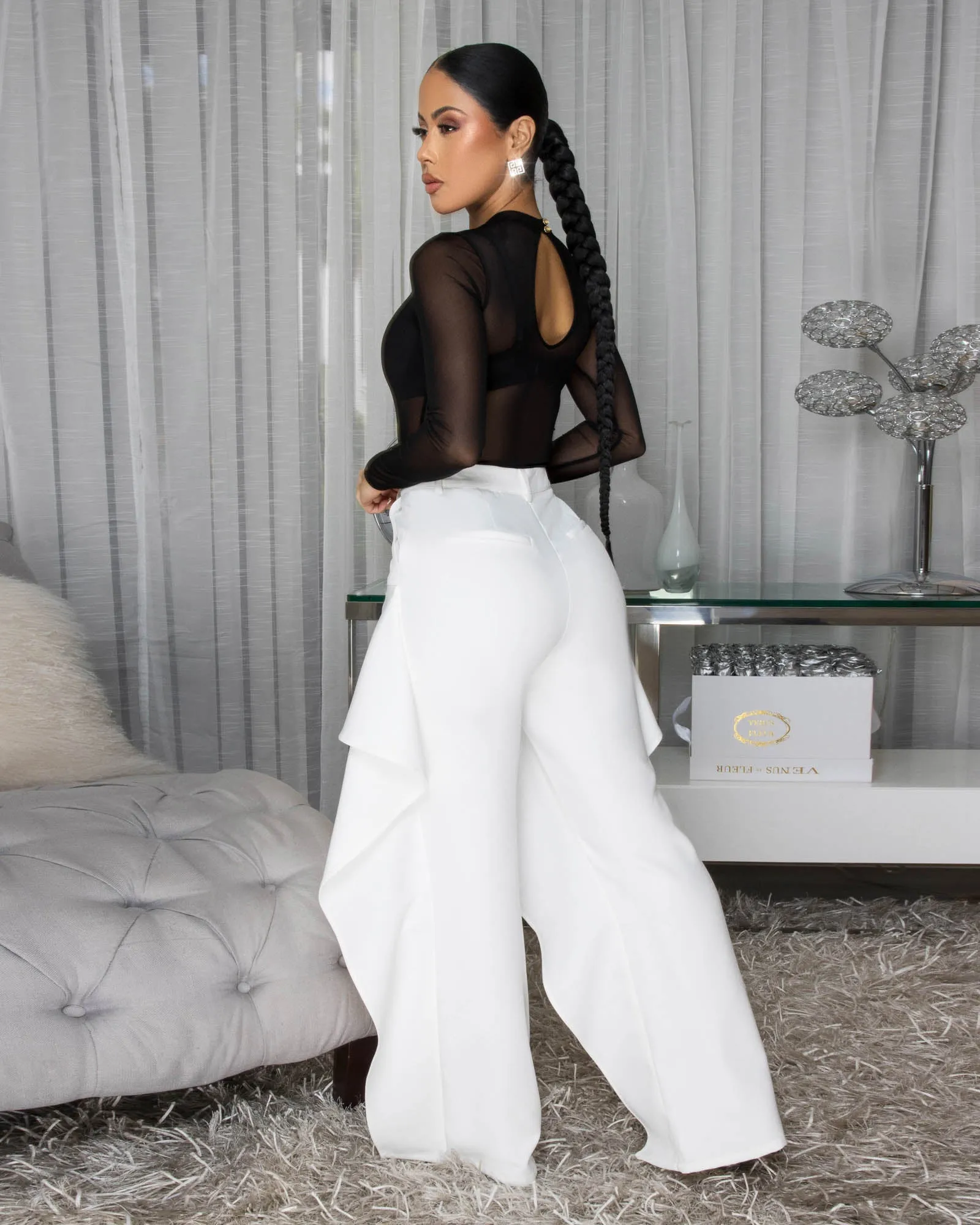 Sonoma Off-White Ruffle LUXE Pants sold by Chic Couture product image thumbnail 4