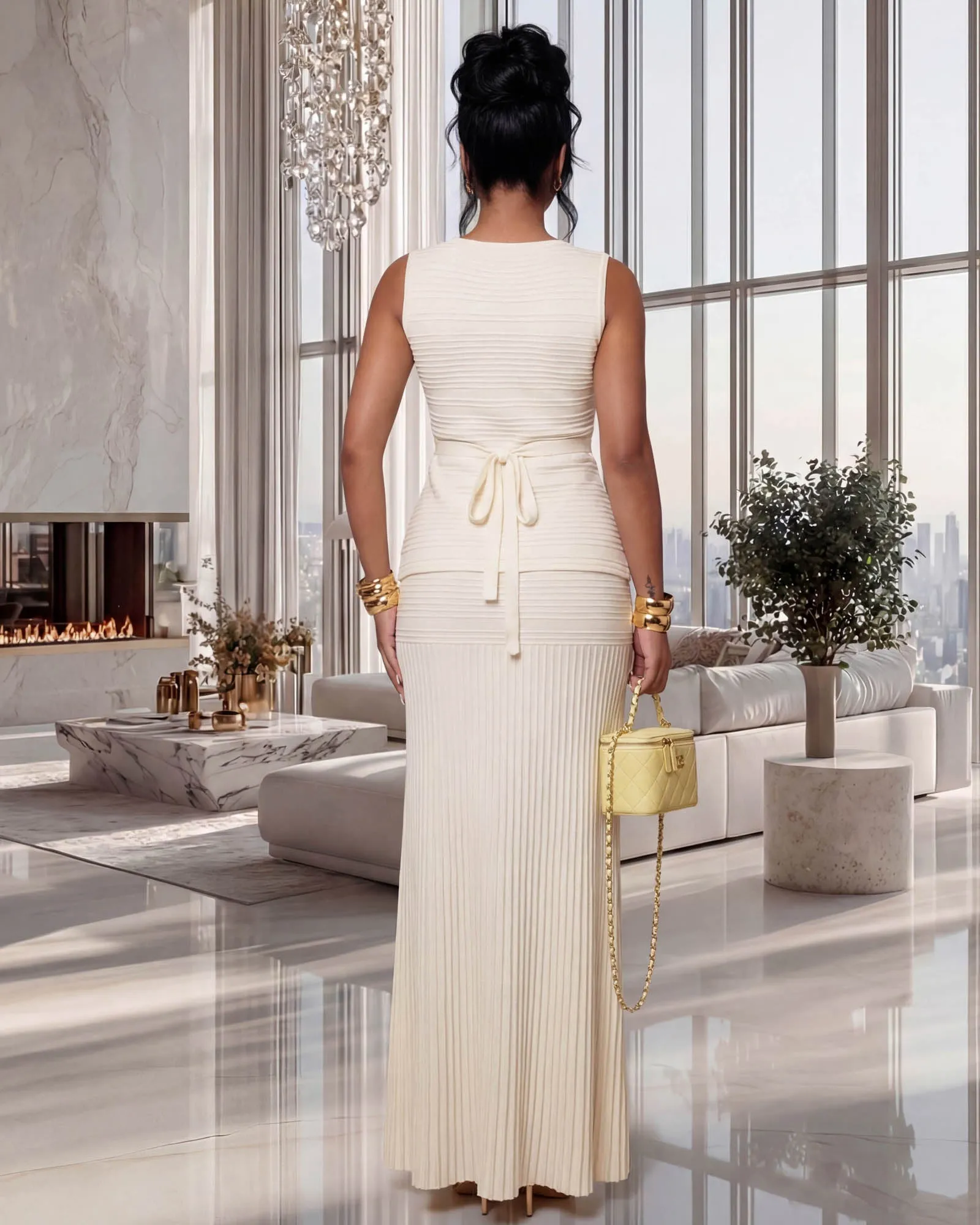 Adina Cream Top & Pleated Maxi Skirt Set sold by Chic Couture product image thumbnail 2