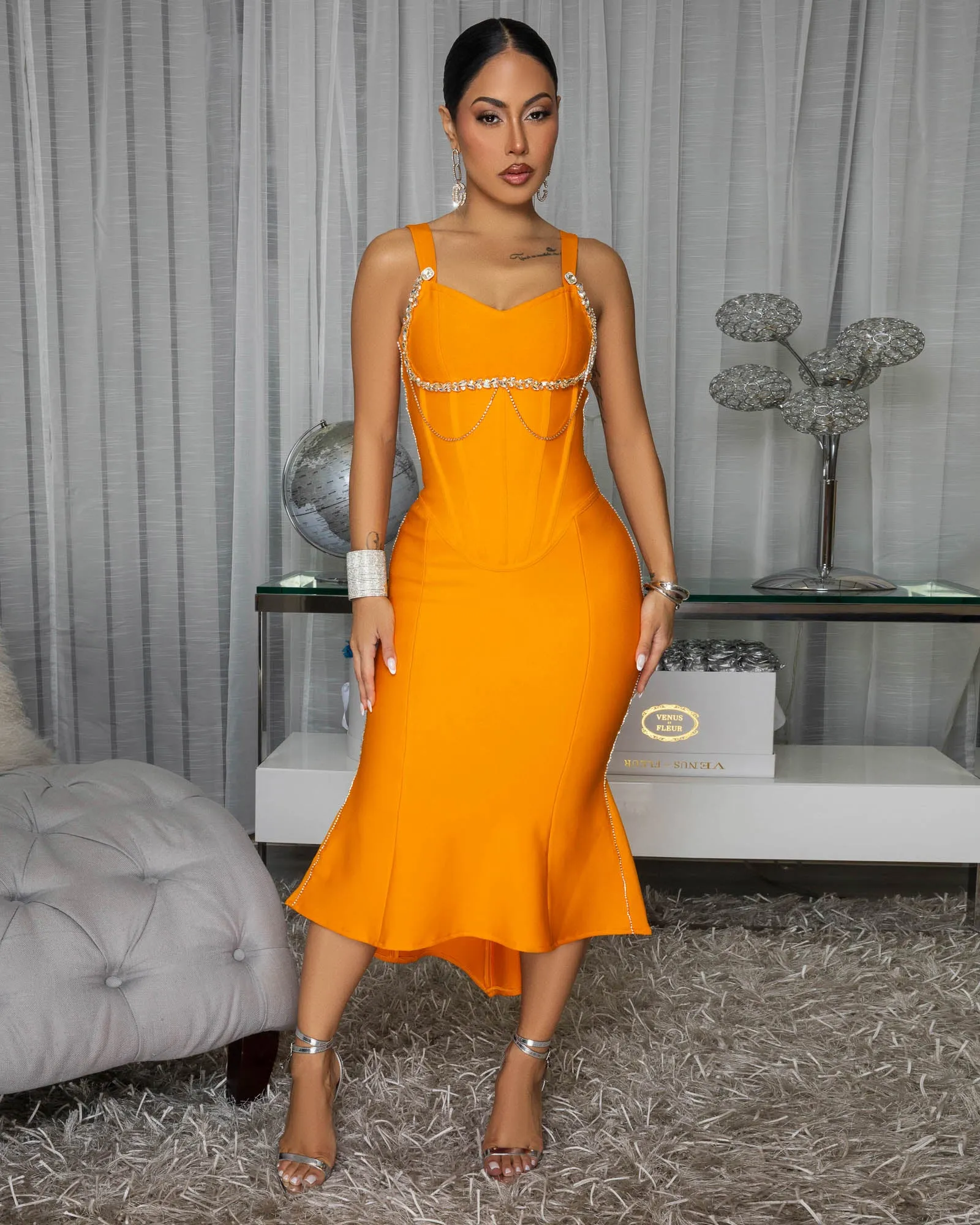 Tallane Tangerine Bandage Midi Dress sold by Chic Couture product image thumbnail 3