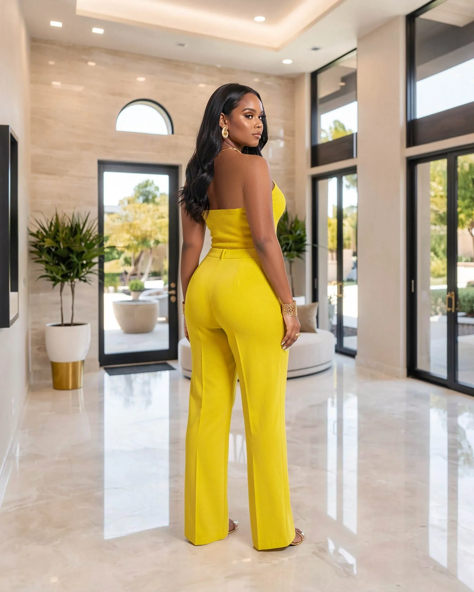 Riviera Yellow Knit Tank Top & Pants Set sold by Chic Couture product image thumbnail 3