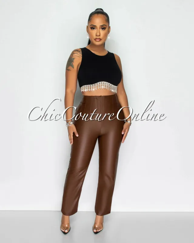 *Danya Brown Vegan Leather Pants sold by Chic Couture