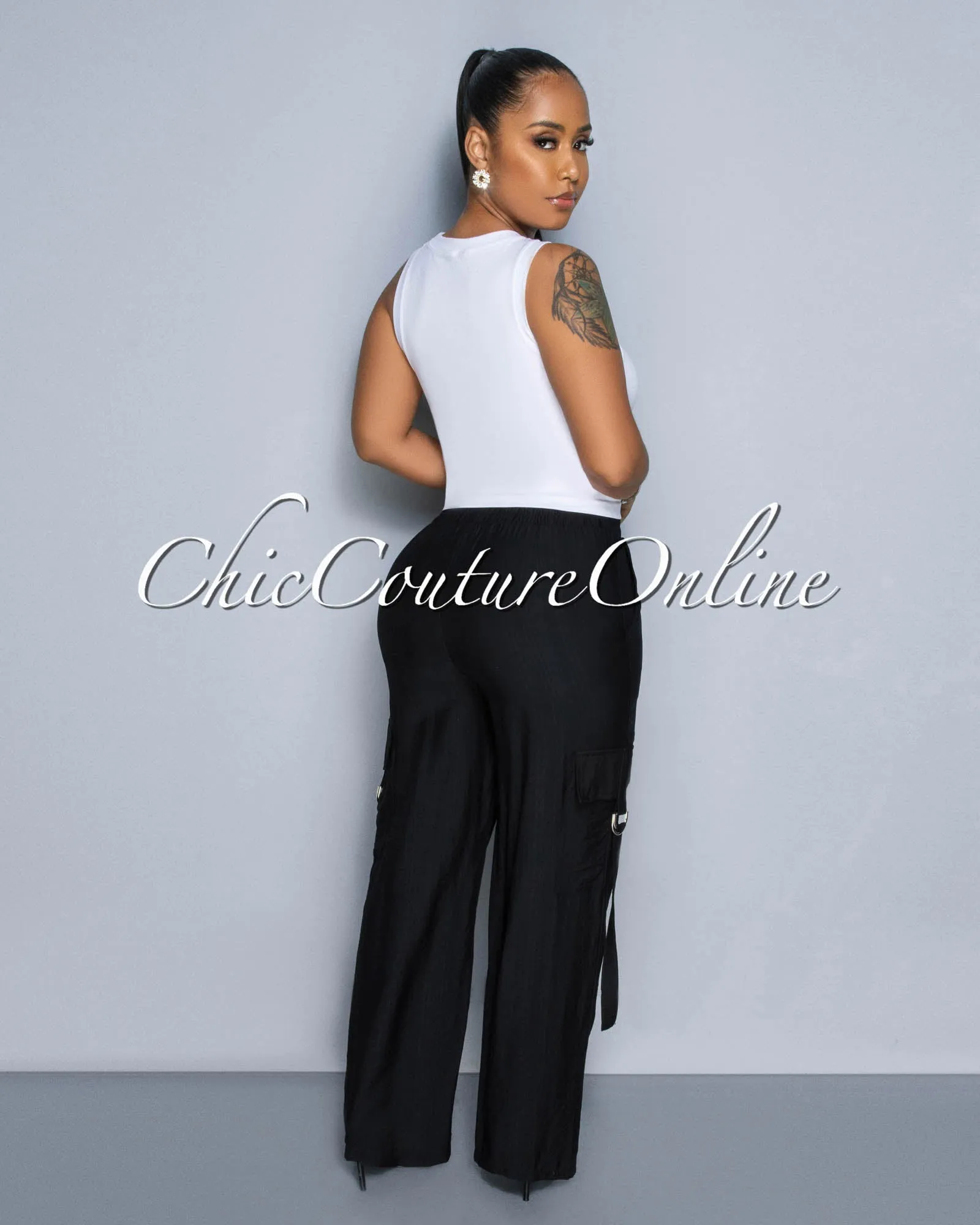 *Dogma Black Wide Cargo Pants sold by Chic Couture product image thumbnail 3