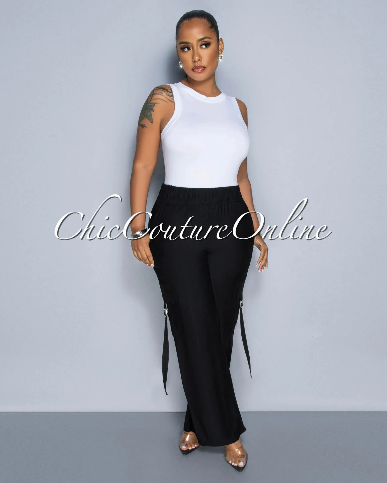 *Dogma Black Wide Cargo Pants sold by Chic Couture product image thumbnail 4