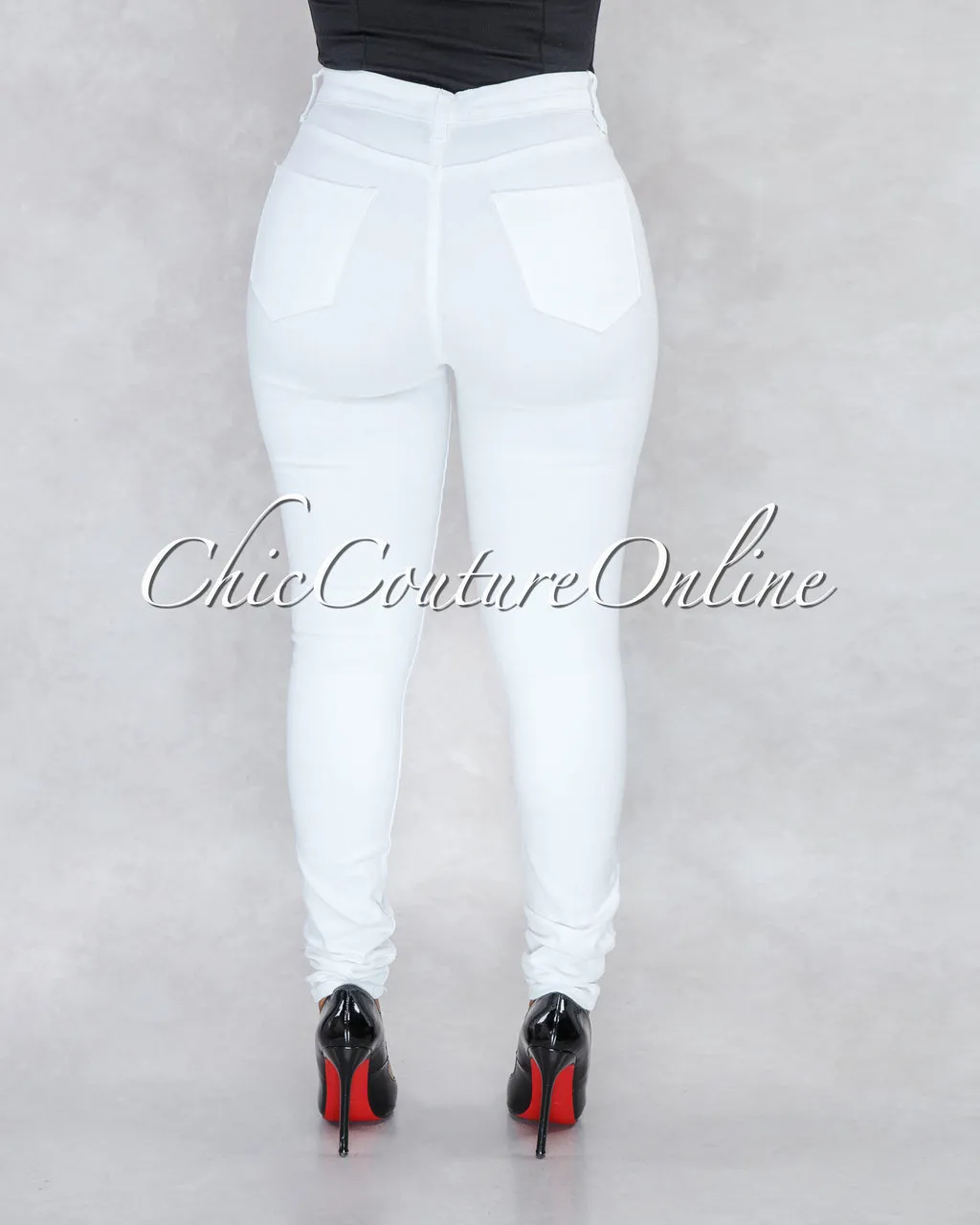 *Dariel White Denim High-Waist Skinny Jeans sold by Chic Couture product image thumbnail 2