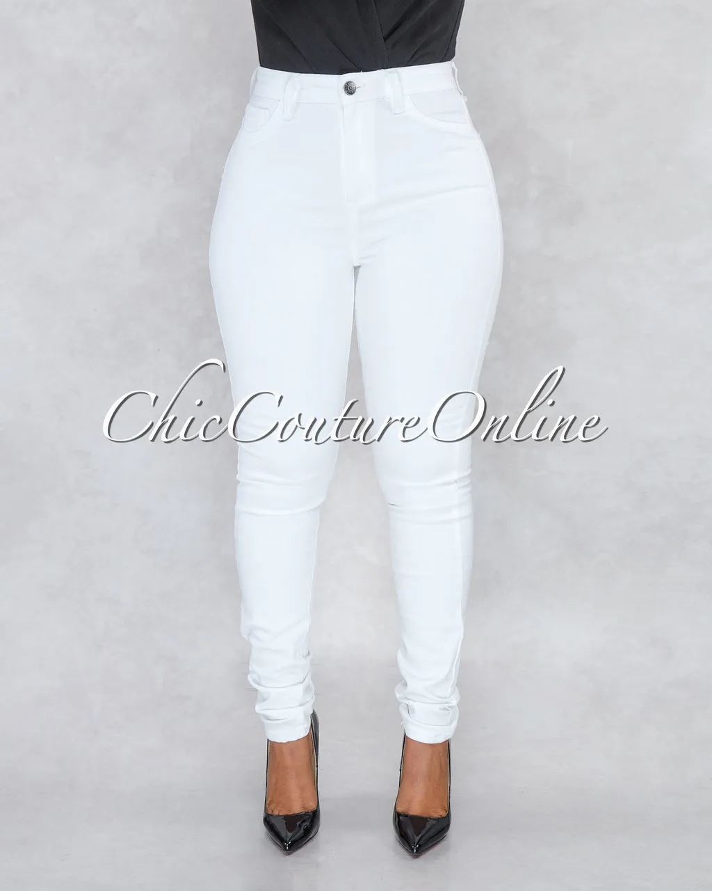 *Dariel White Denim High-Waist Skinny Jeans sold by Chic Couture product image thumbnail 3