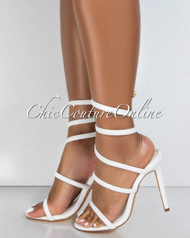 *Nikia White Snake Ankle High Heels Sandals sold by Chic Couture