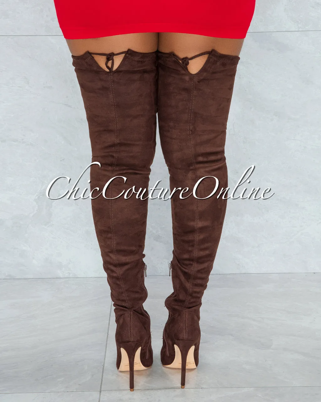 *Vogue Chocolate Faux Suede Over-The-Knee Boots sold by Chic Couture product image thumbnail 3