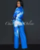 *Rena Blue White Floral Print Blazer & Wide Pants Set sold by Chic Couture