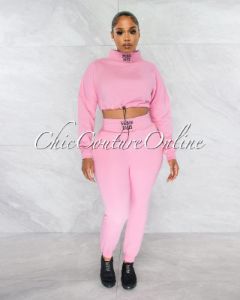 *Balboa Pink Crop Sweater & Jogger Two Piece Set sold by Chic Couture