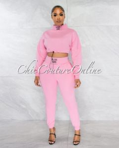 *Balboa Pink Crop Sweater & Jogger Two Piece Set sold by Chic Couture