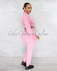 *Balboa Pink Crop Sweater & Jogger Two Piece Set sold by Chic Couture