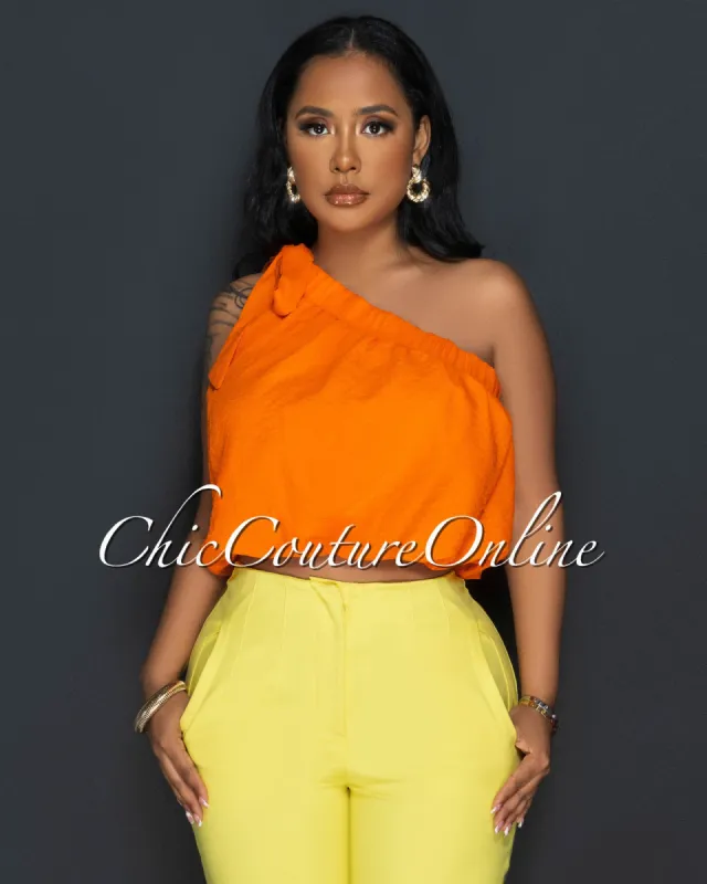 Taraz Orange Single Shoulder Crop Top sold by Chic Couture