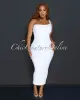 Thia White Single Shoulder Ribbed Midi Dress sold by Chic Couture