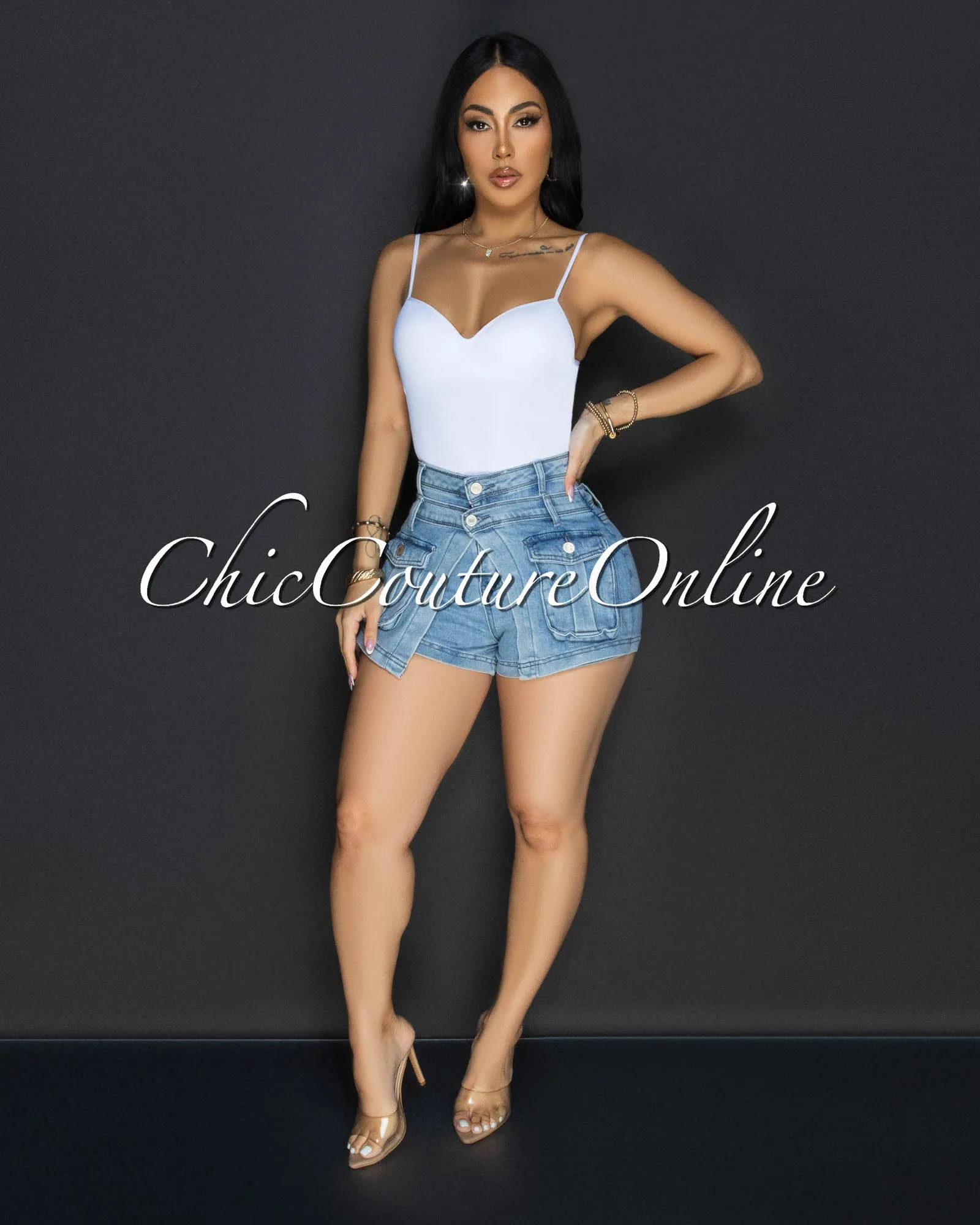 Toniya White Ribbed Body-Con Bodysuit sold by Chic Couture product image thumbnail 4