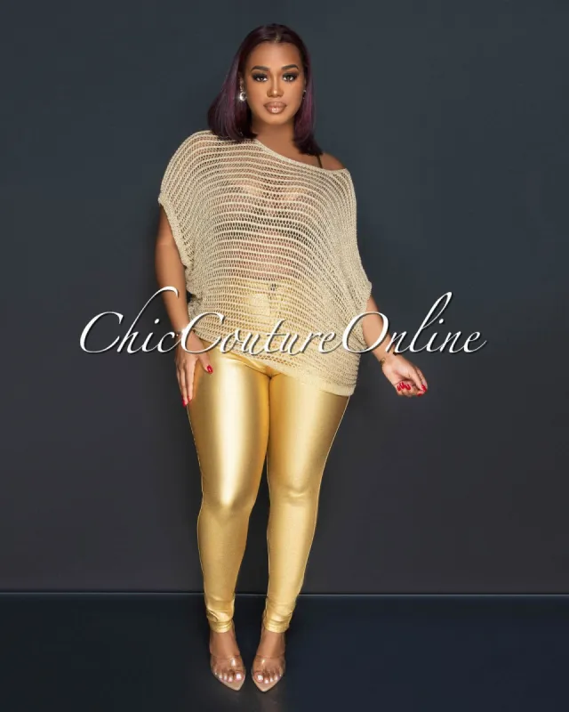 Dalia Gold Cover-Up Crochet Top sold by Chic Couture