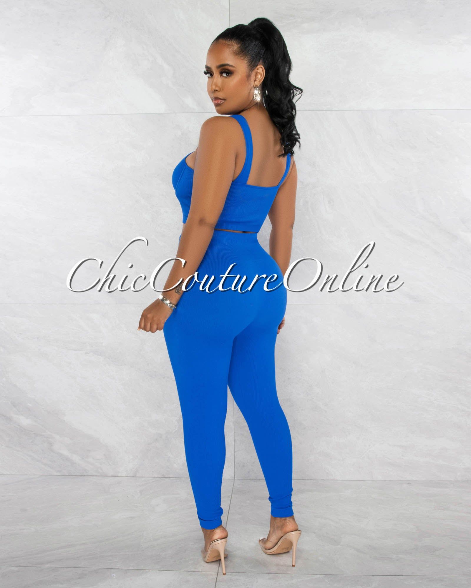 Parice Blue Cut-Out Bust Top & Leggings Sculpting Set (9/11) sold by Chic Couture product image thumbnail 3