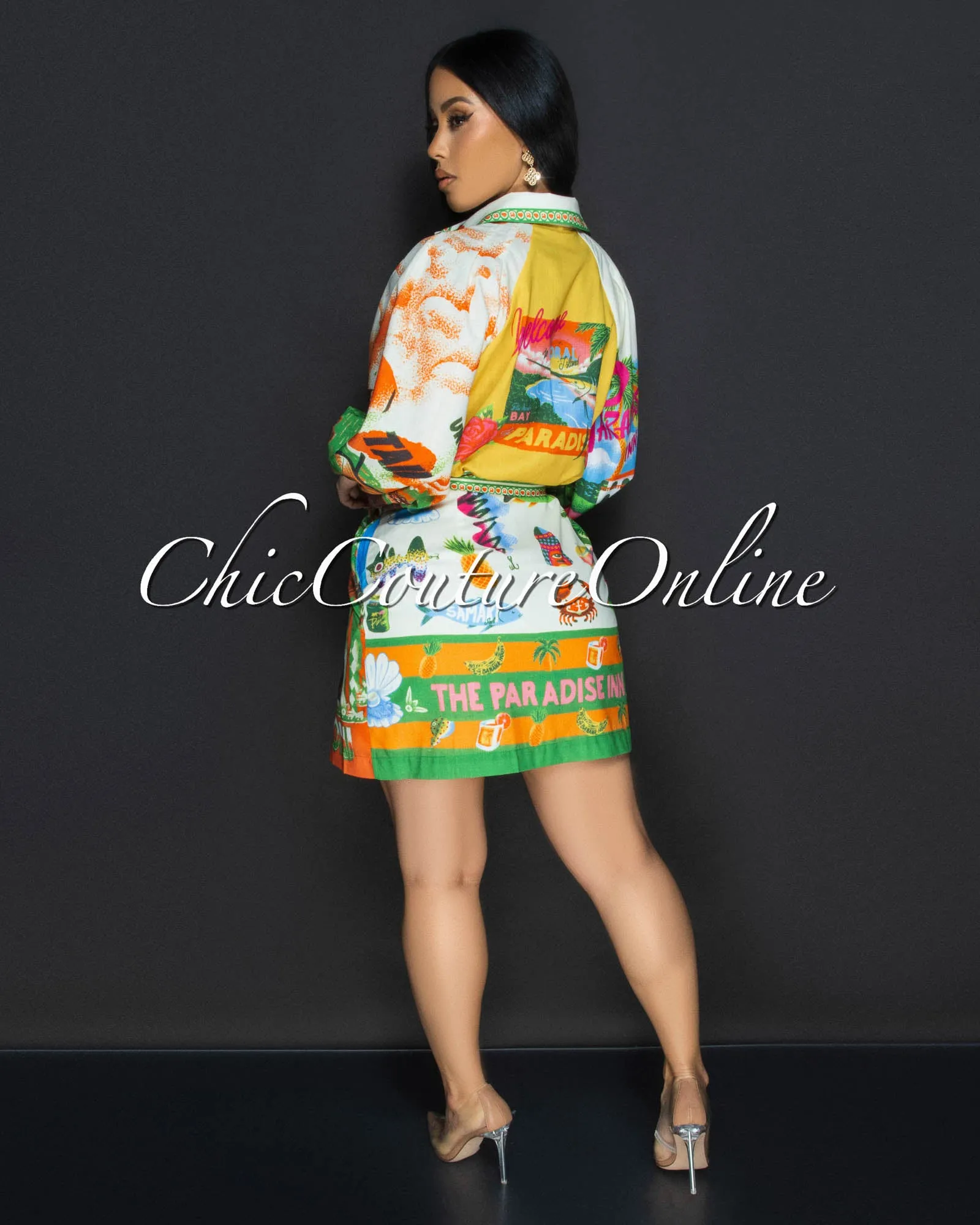 *Quira Cream Multi Tropical Mini Dress sold by Chic Couture product image thumbnail 4