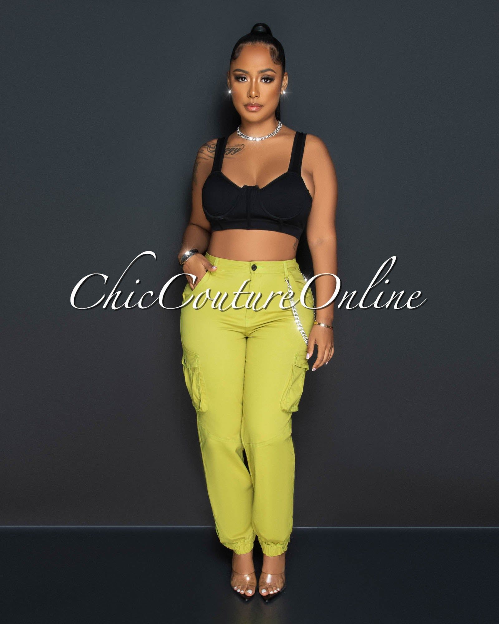 Jada Black Bust Wires Ribbed Crop Top sold by Chic Couture product image thumbnail 2