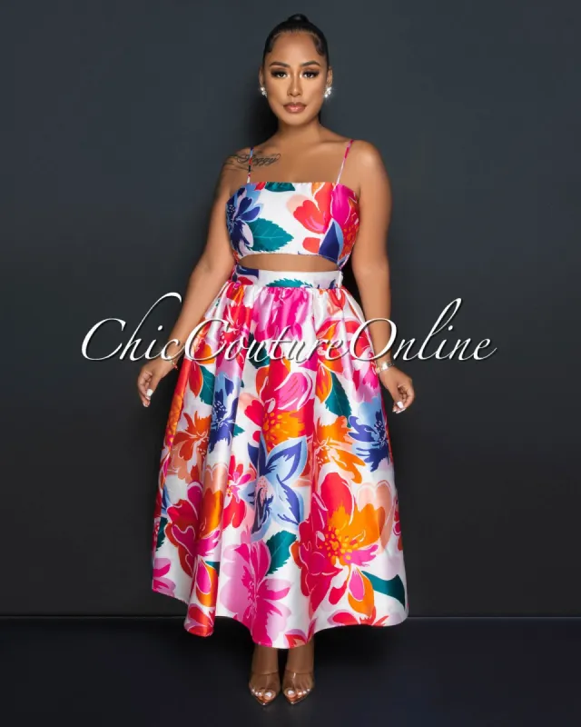 Charlese Multi-Color Print Crop Top & Maxi Skirt Set sold by Chic Couture